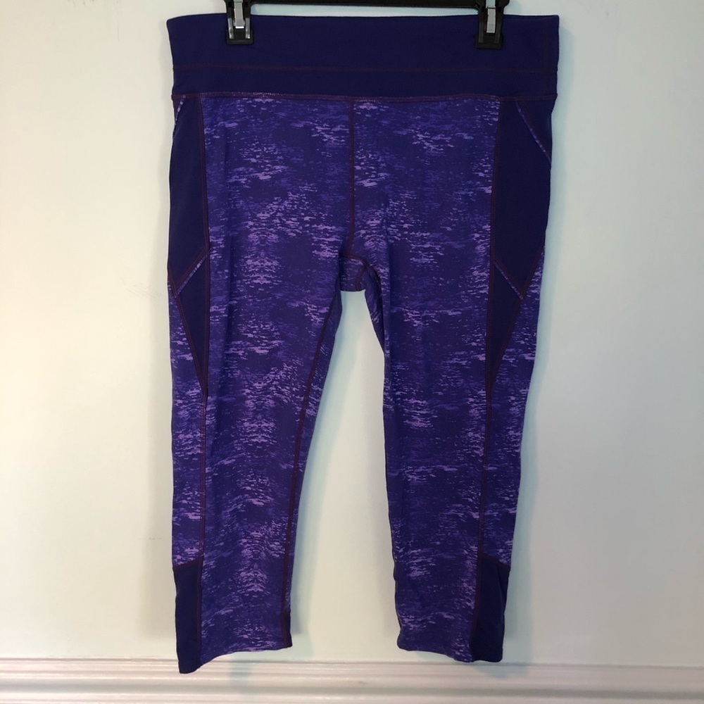 Athleta Purple & Blue Marled Cropped Capris Size XL